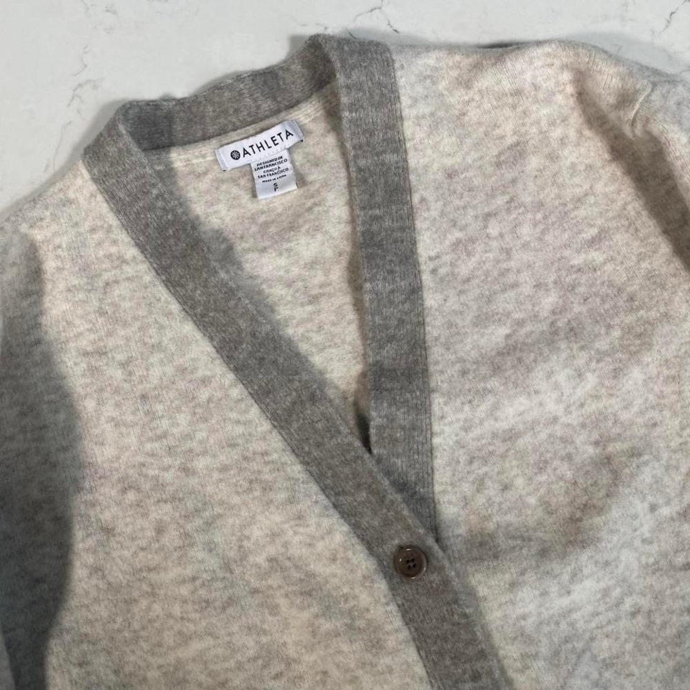 Athleta Westlake Cardigan Sweater‎ Women's Small Petite – Merino Wool Blend Gra